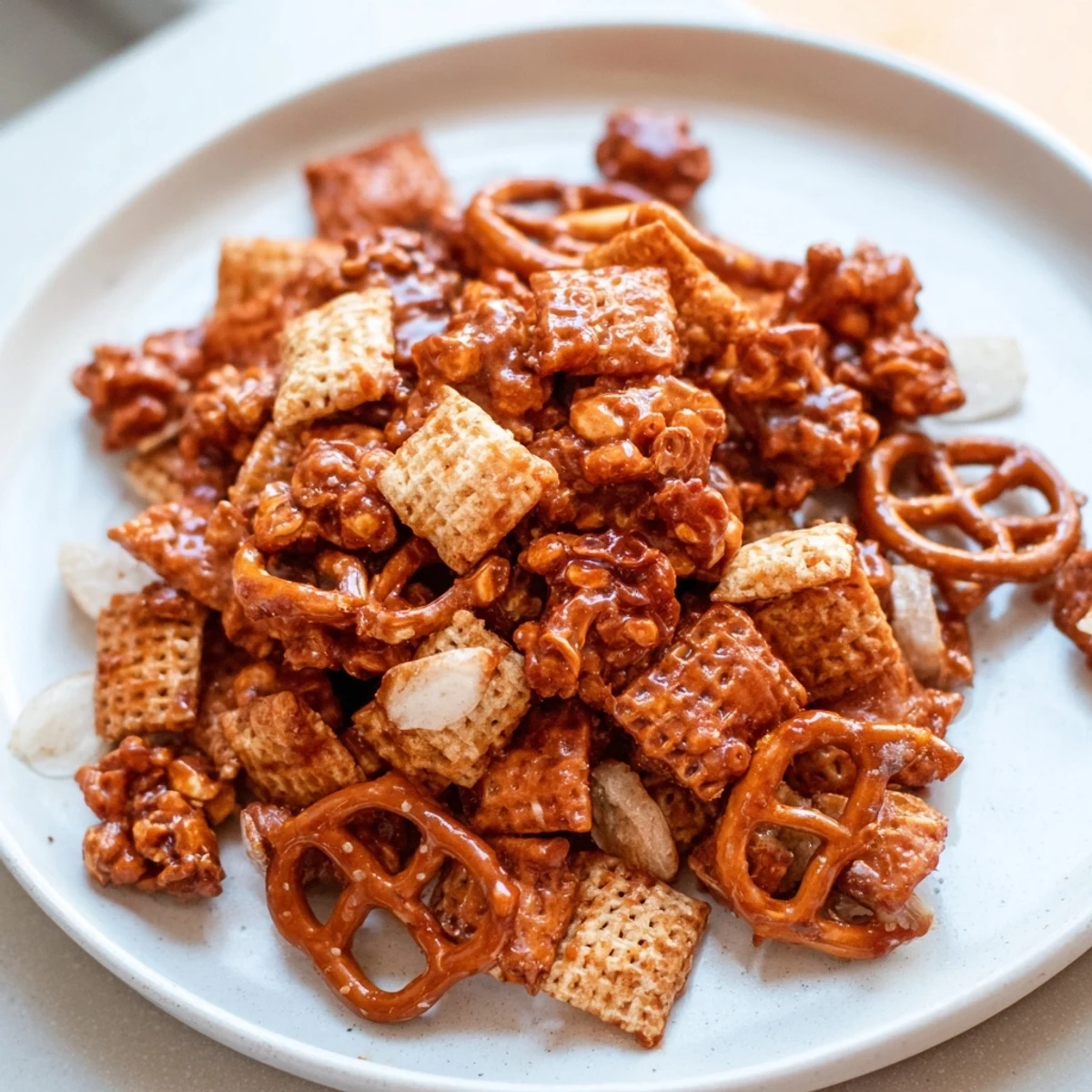 This homemade Party Mix boasts a sweet and crunchy texture, perfect for holiday gatherings and parties.