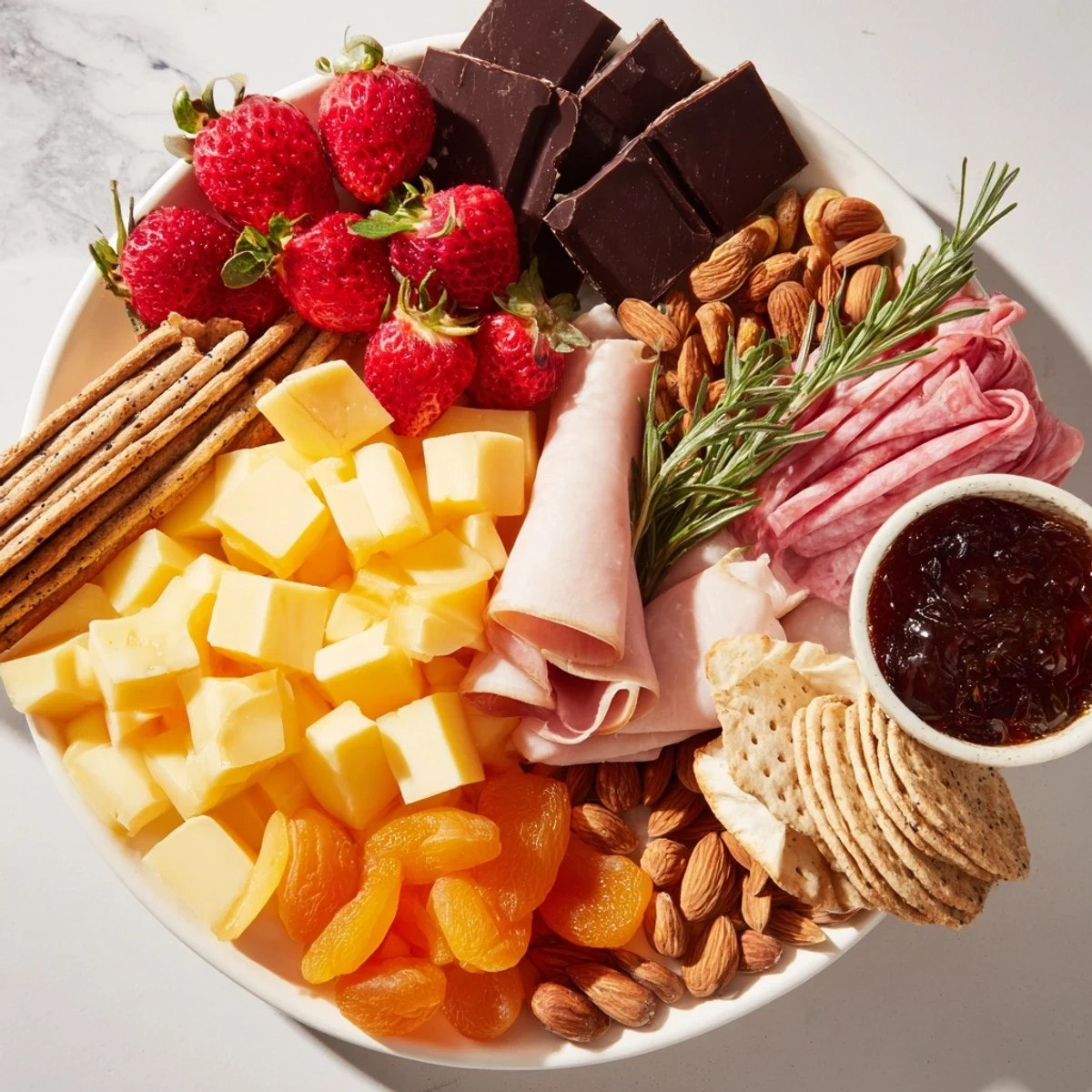 This vibrant Anniversary Heirloom Arrangement features creamy cheeses, savory meats, and fresh fruits for a treat.