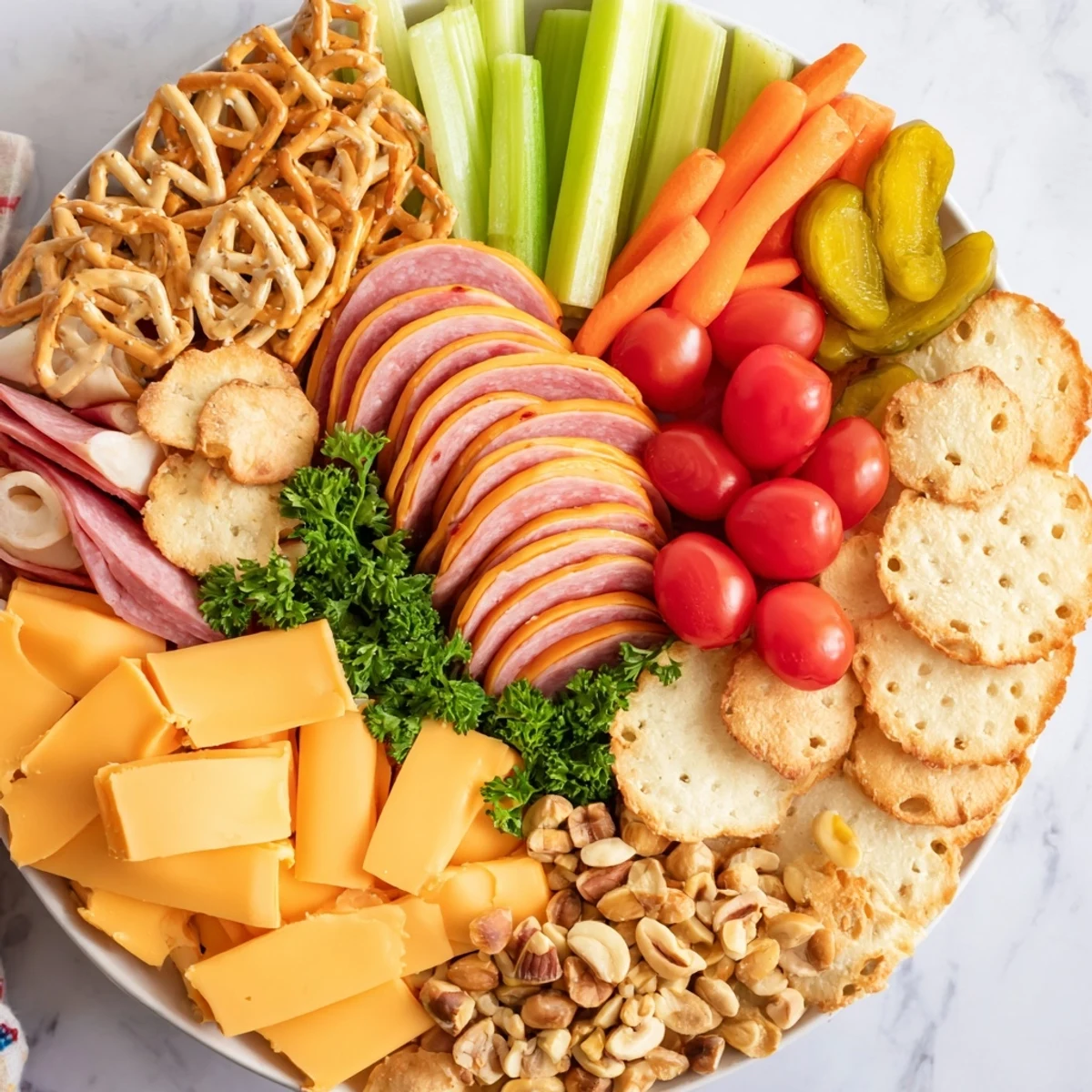 See a close-up of the delicious Tailgate Party Power Stack showcasing various flavors and textures for your tailgate.