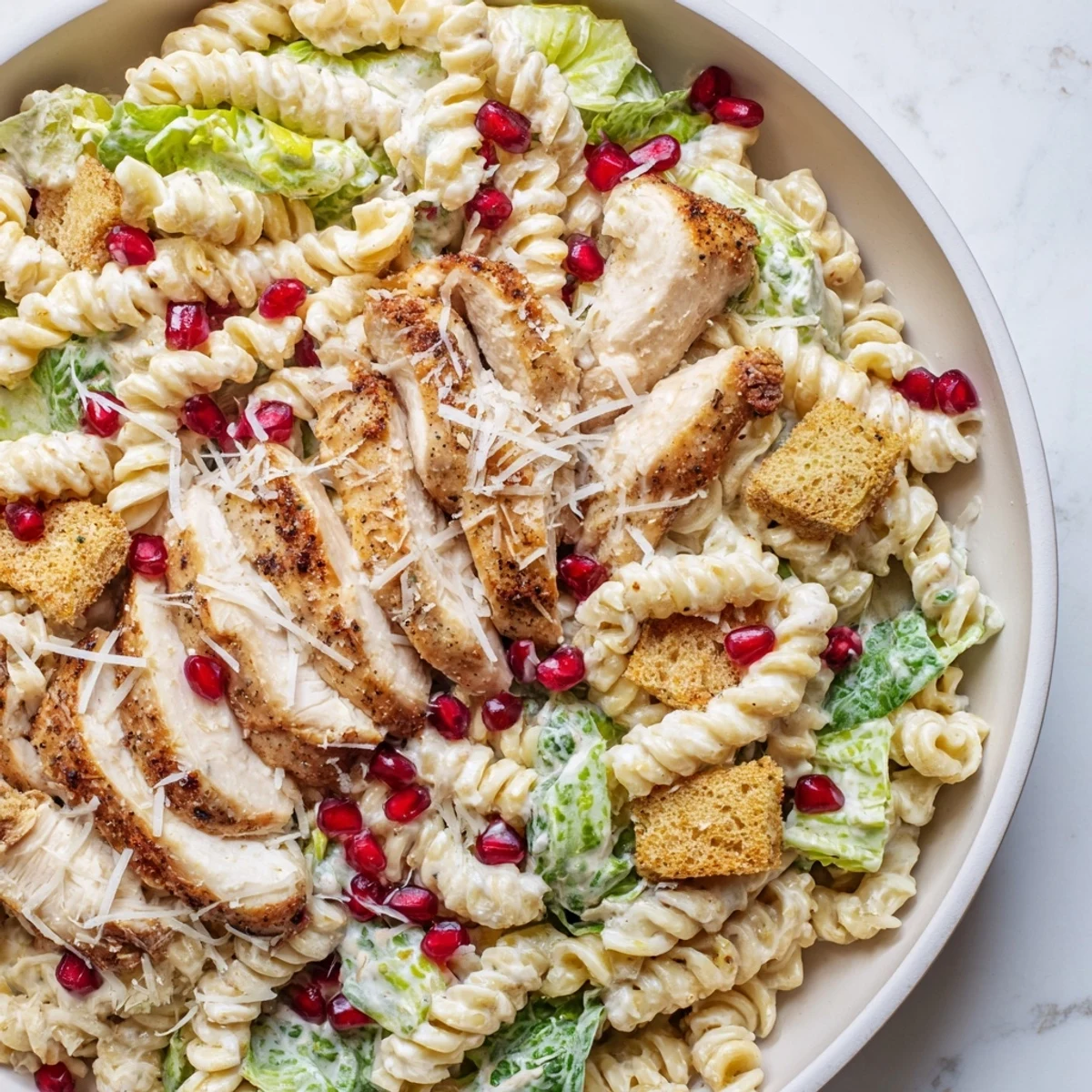 Chicken Caesar Pasta Pomegranate