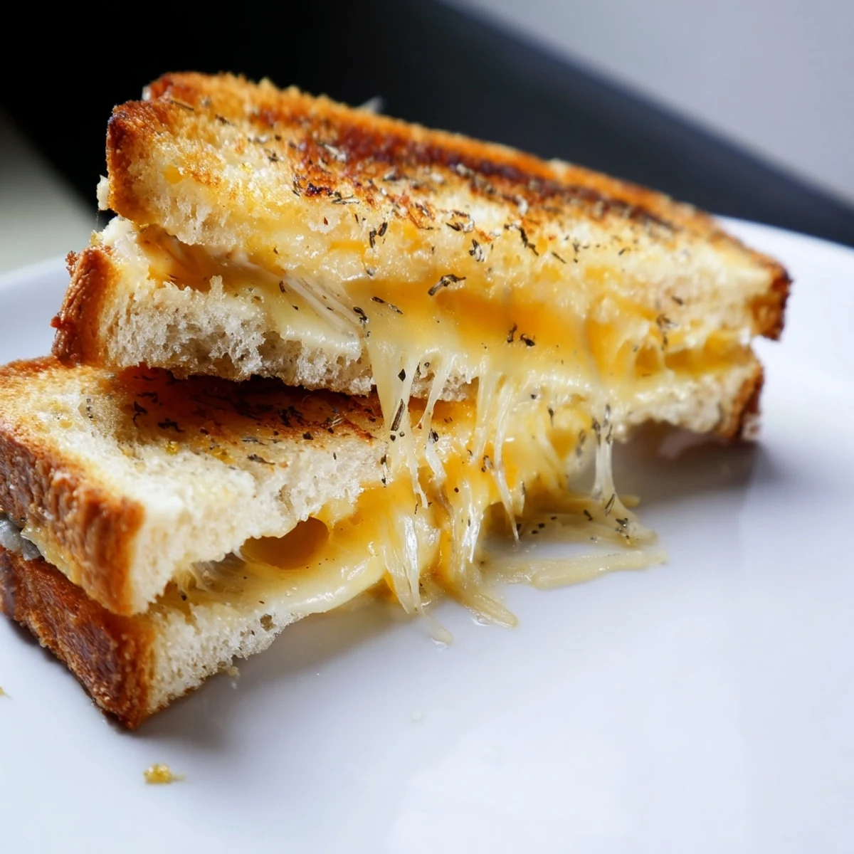 Buttery sourdough holds melting cheddar in this gourmet truffle oil grilled cheese sandwich.