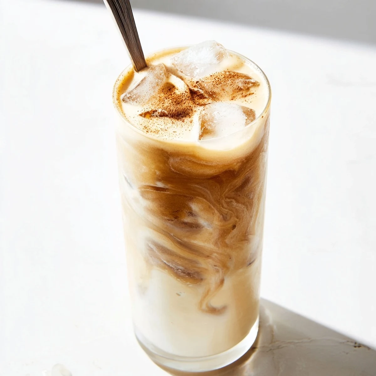 Creamy and energizing Proffee Power Blend, a chilled iced latte with a rich, frothy texture.