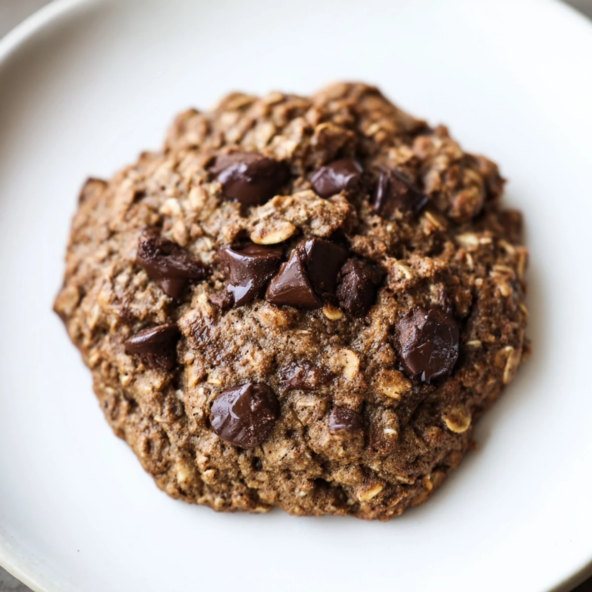 Homemade Chocolate Oatmeal Breakfast Cookies, golden brown and gently cooling after baking, are a healthy treat.