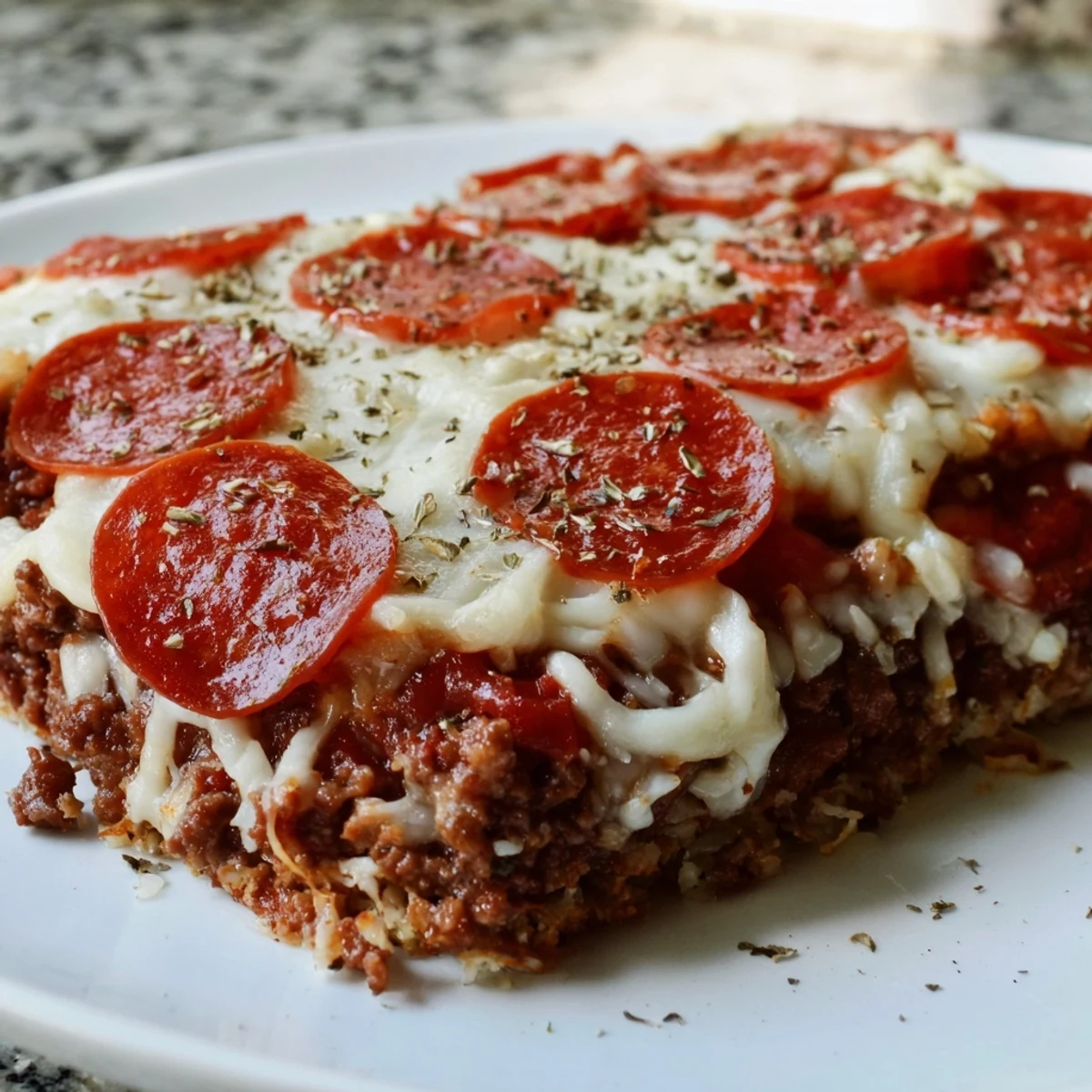 A sizzling Meat Pizza Pepperoni Stack with melted mozzarella and perfectly crisp pepperoni.