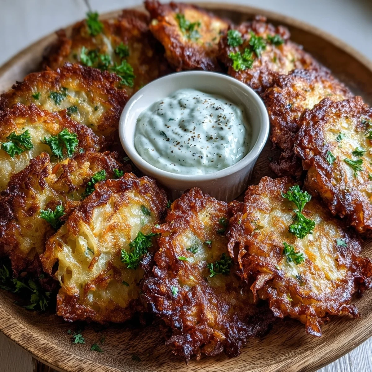 Freshly fried Cabbage Fritters With Dipping Sauce served alongside a tangy dip, perfect for a savory appetizer or snack.