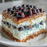 No-bake Lemon Blueberry Icebox Cake, bursting with berries and citrus zest.