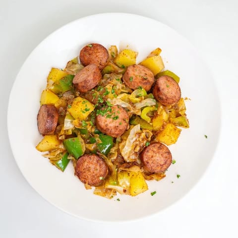 Rustic Kielbasa Cabbage Hash