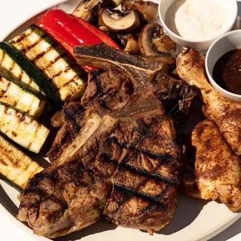 Delicious Backyard BBQ Companion with smoky grilled flavors, perfect for sharing at a summer gathering.