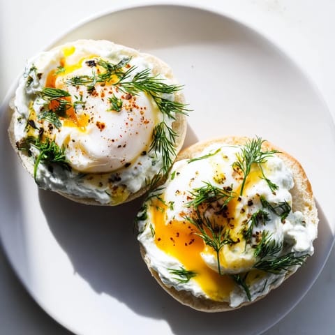 Spiced butter drizzled over perfectly poached eggs for a stunning Çılbır Eggs Benedict presentation.