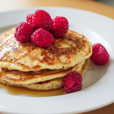 Protein-rich Cottage Cheese Pancakes cooking in a skillet, showing bubbly edges and a soft, cake-like texture.