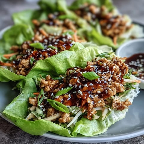 Crisp butter lettuce cups stuffed with savory Potsticker Noodle Lettuce Cups and shredded vegetables.