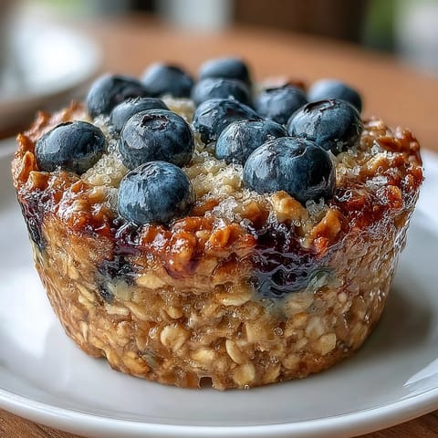 Bright lemon blueberry baked oatmeal cups with juicy berries, perfect for a wholesome grab-and-go breakfast.