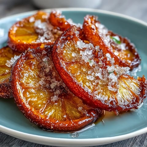 Glossy candied orange slices arranged on a rustic wooden board, perfect for Valentine's cocktail garnish.  