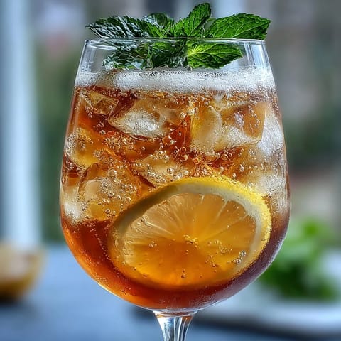 A refreshing Limoncello Spritz Mocktail with sparkling water, fresh lemon slices, and mint, perfect for summer sipping.
