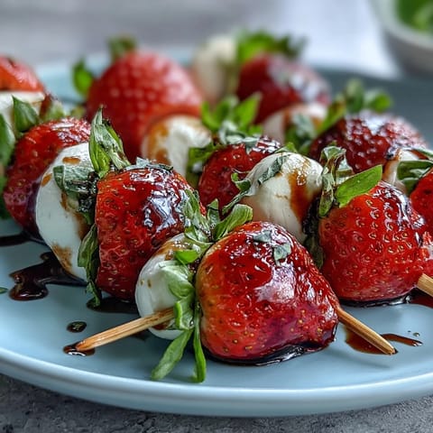 Strawberry Caprese Skewers Balsamic