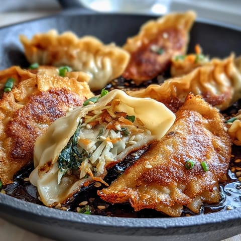 Golden pan-fried dumplings filled with seasoned cabbage, served with a fragrant ginger soy dipping sauce. Crispy Cabbage Dumplings recipe perfect for appetizers.