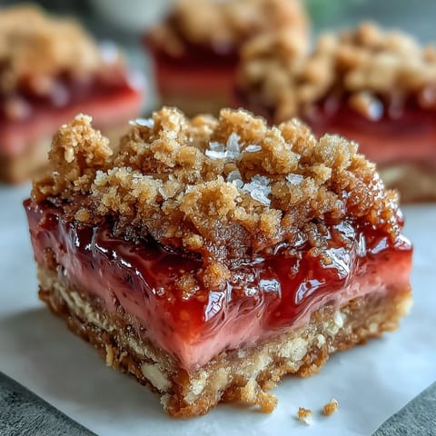 Strawberry Rhubarb Crumble Bars