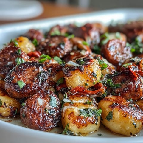 Sheet Pan Gnocchi with Sausage and Peppers - a golden, crisped one-pan dinner with tender gnocchi, juicy sausage, and sweet roasted peppers.  