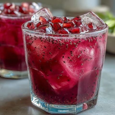 Summertime dragon fruit lemonade with chia, garnished, perfect for a sunny day.