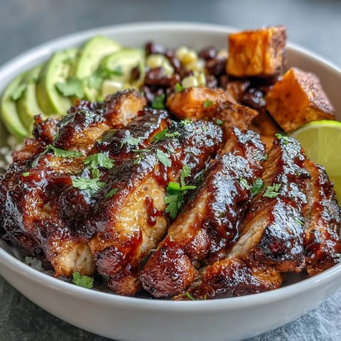 Flavorful BBQ Chicken Meal Prep Bowls with sweet potatoes, hearty and vibrant.