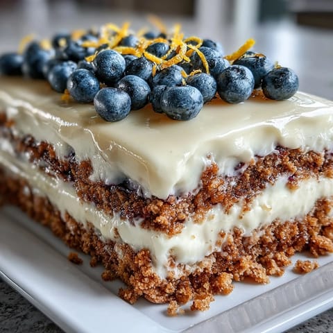 Refreshing Lemon Blueberry Icebox Cake, chilled layers of fruit and cream.
