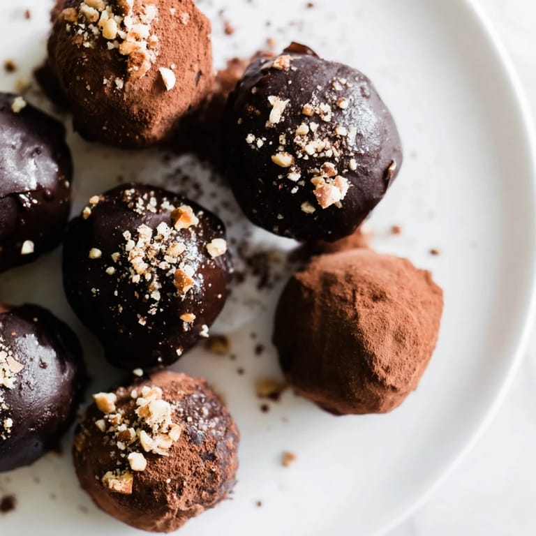 Homemade Dark Chocolate Truffles, smooth and rich, perfect for sharing with friends on a cozy night.
