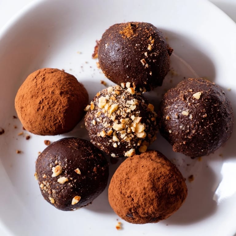 Close-up of Dark Chocolate Truffles, showcasing a delightful, bite-sized chocolate treat ready to enjoy.