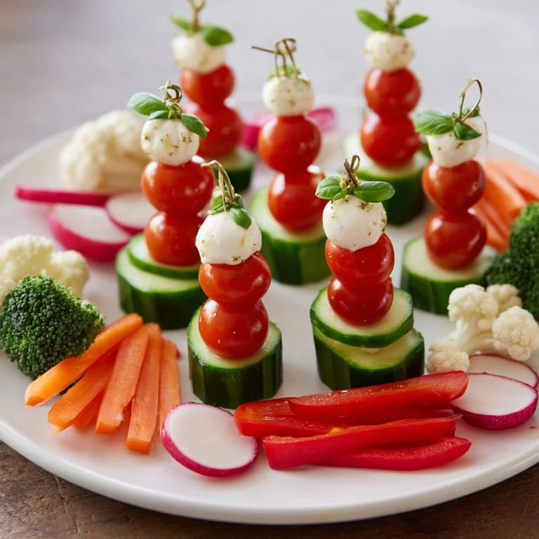 Fresh, crisp vegetables make up this festive and healthy Savory Crudités: Veggie Santa Hat Dip Platter appetizer.