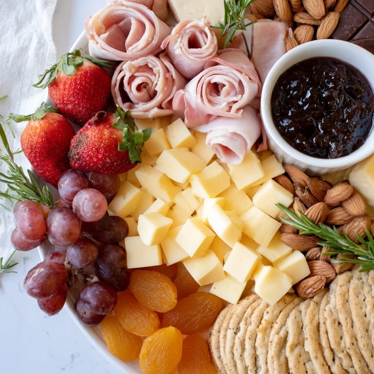 See the sentimental presentation of an Anniversary Heirloom Arrangement with chocolate squares, almonds and crackers.