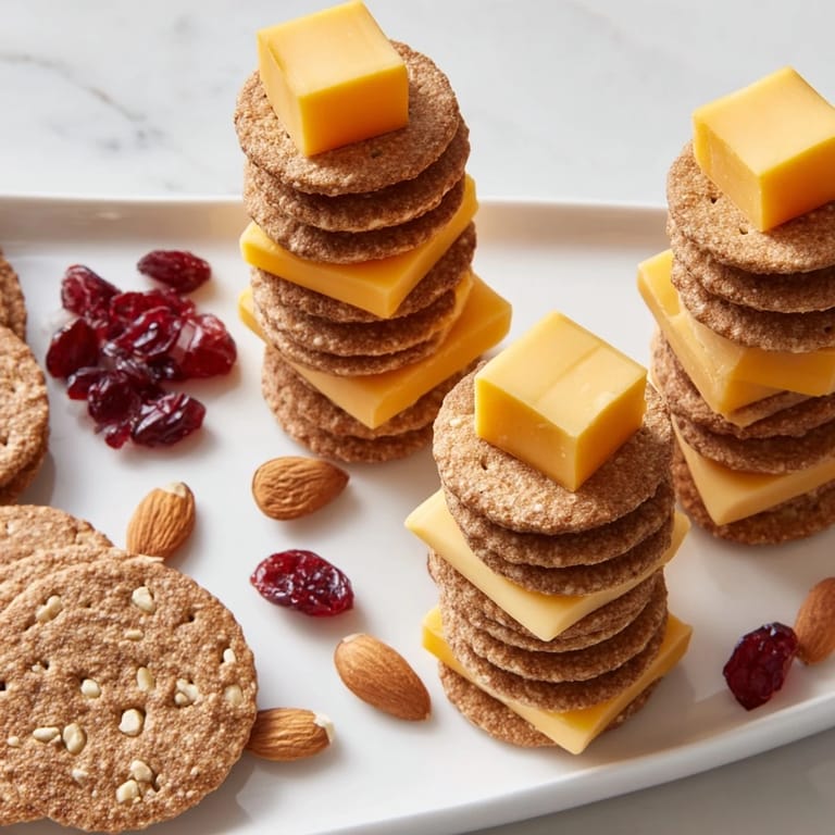 Easy Work From Home Desk Treat: a close-up of cheese and crackers, ready for a quick desk snack.