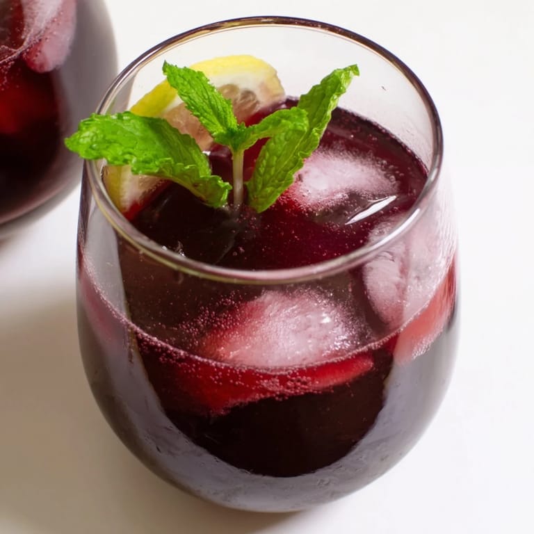 Ruby red Sleepy Girl Cherry Mocktail, bubbly and ready to drink before bed, vegan-friendly.