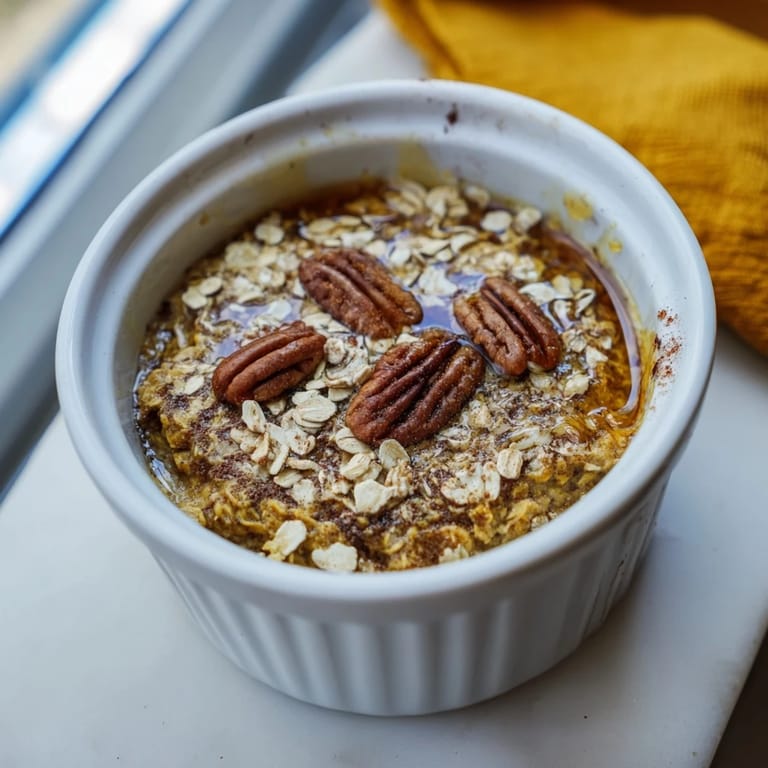 A close-up of delicious Pumpkin Spice Baked Oats, smelling of cinnamon, perfect for a healthy start.