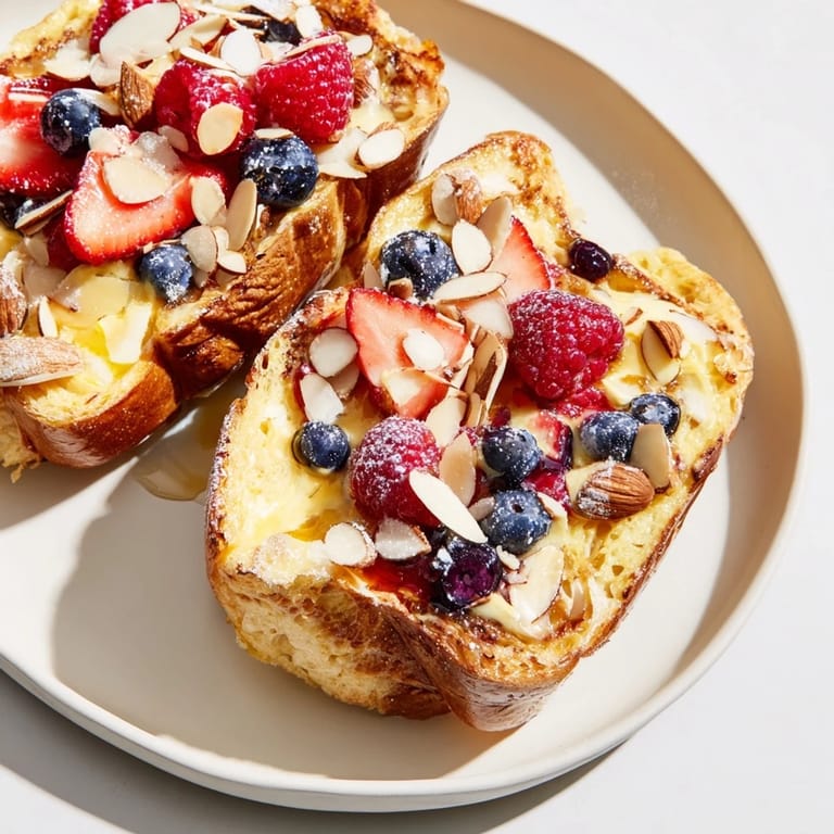Crispy-edged, soft-centered Custard Toast, a delicious breakfast, ready to be enjoyed with honey.