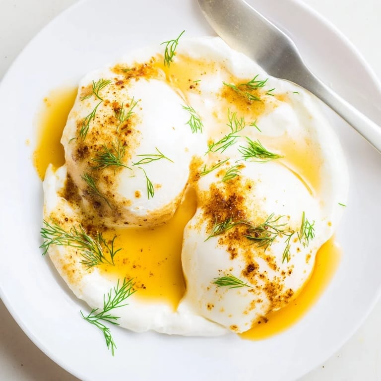 Enjoy a comforting plate of Cilbir, with its runny yolks and aromatic spiced butter drizzle.