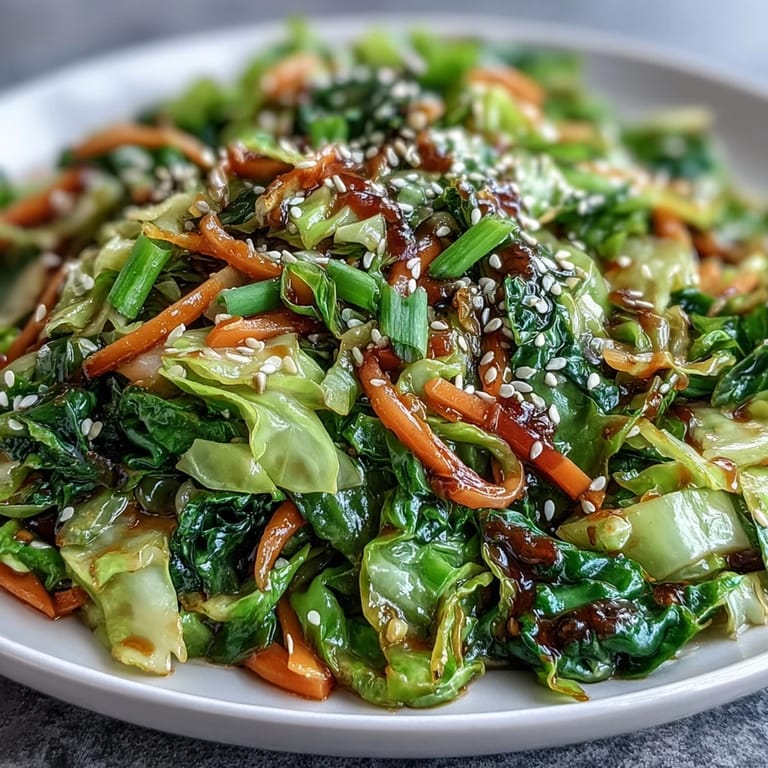 A serving of Hot and Sour Cabbage plated beside steamed white rice, garnished with toasted sesame seeds for extra texture.