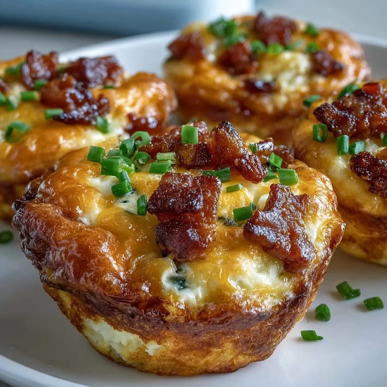 Savory Ranch & Cheddar Egg Muffin Cups plated with fresh green onions, showcasing a protein-packed, low-carb breakfast perfect for busy mornings.