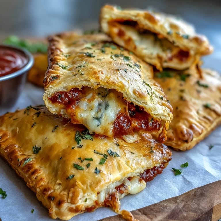 Delicious protein-packed pizza hot pockets with soft, flavorful dough and gooey cheese filling, perfect for meal prep or quick lunches.