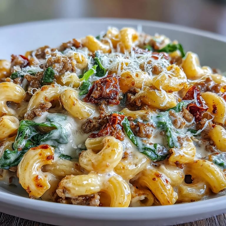 A hearty Italian-American pasta dish featuring ground beef, mozzarella, and smoky paprika.  