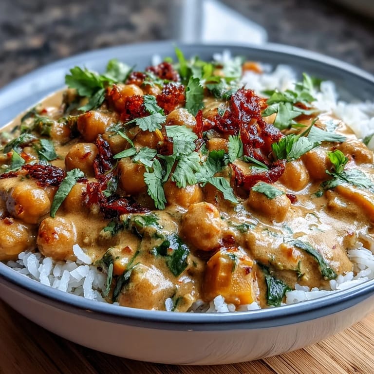 Tropical flavors shine in this 20-minute vegan curry, featuring mango, coconut milk, and chickpeas over perfectly cooked rice.  