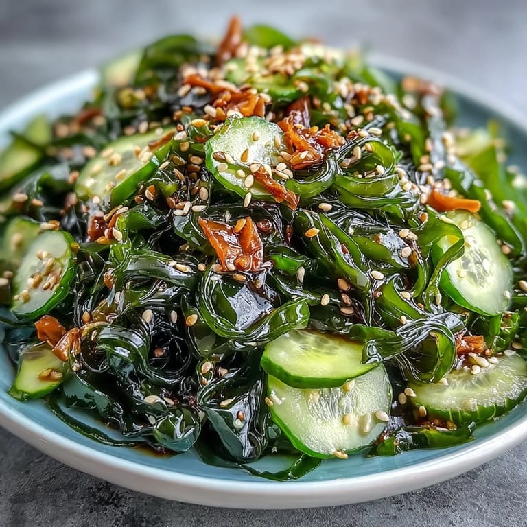 Refreshing seaweed salad tossed in tangy ponzu, featuring crisp cucumber, carrot, and a hint of xginger for zest.  