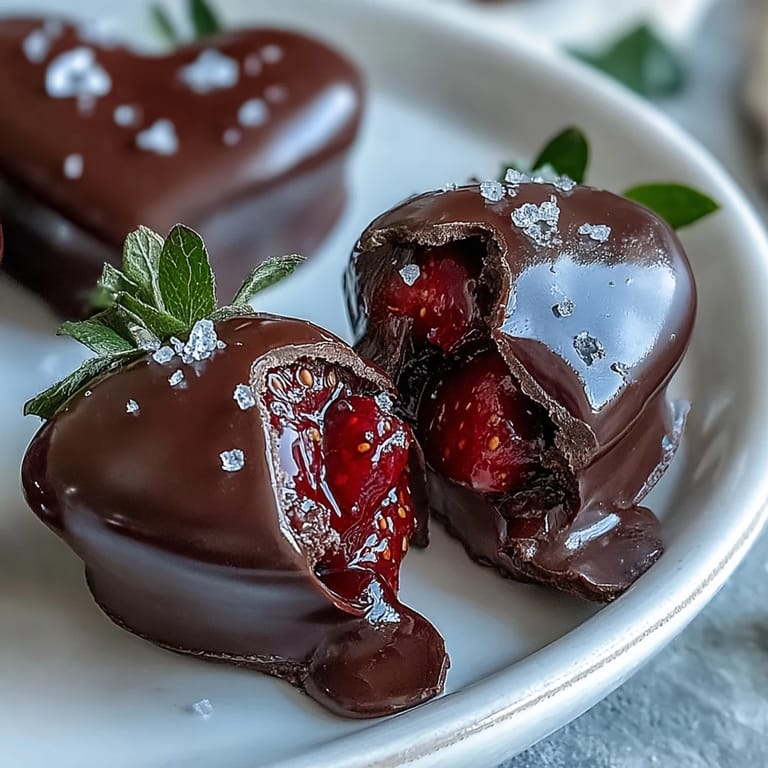 Elegant breakable chocolate heart with strawberries, perfect for sharing on special occasions.