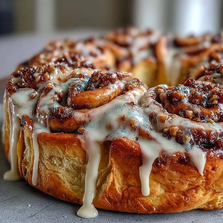 Easy cinnamon roll King Cake wreath, twisted and baked into a ring, topped with colorful sugar for festive flavor.
