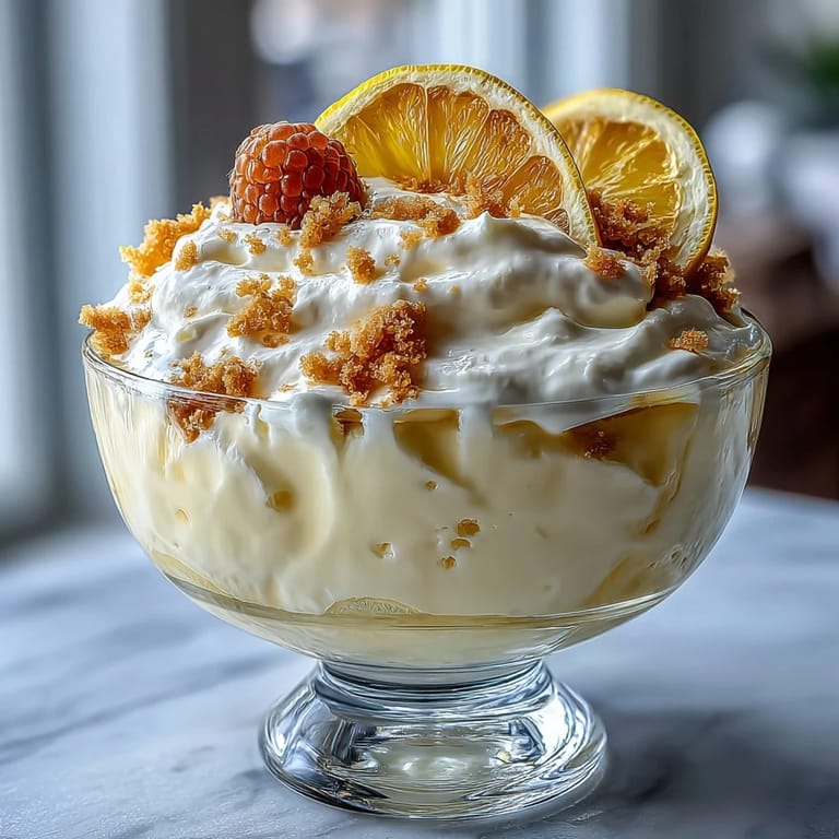 Zesty lemon mousse layered over golden shortbread crumble, perfect for a light and elegant dessert.