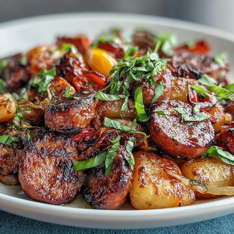 Flavorful Sheet Pan Gnocchi with Sausage and Peppers - golden gnocchi, savory sausage, and colorful peppers baked to perfection in 30 minutes.