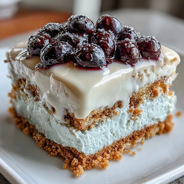 Enjoy easy Lemon Blueberry Icebox Cake, a perfect summer dessert, sliced beautifully.