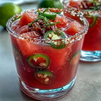 Vibrant Cinco de Mayo Watermelon Jalapeño Margarita Mocktail with fresh watermelon and a spicy jalapeño kick.  