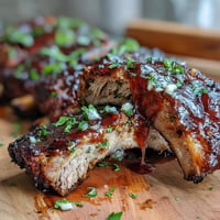 Smoky Father's Day BBQ Rib Board with three sauces, perfectly glazed for sharing.